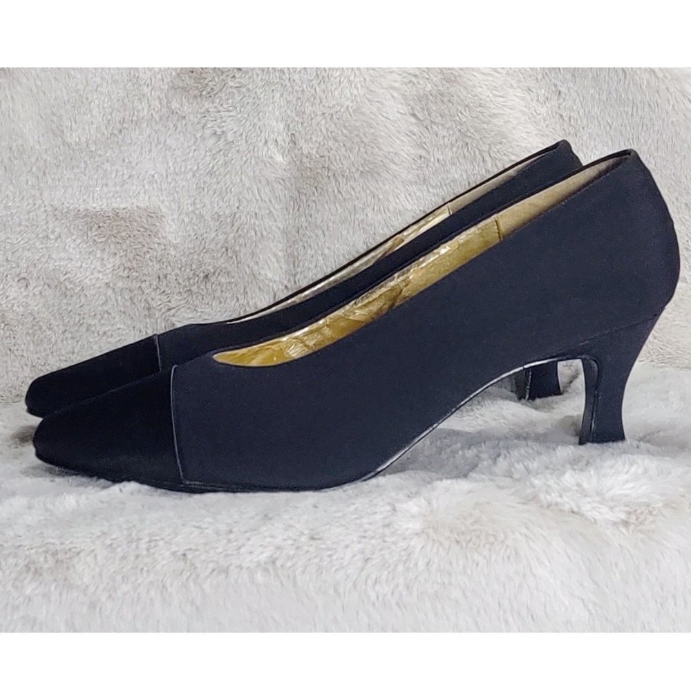 Vintage Cassandra Black on Black Spool Heel Pumps